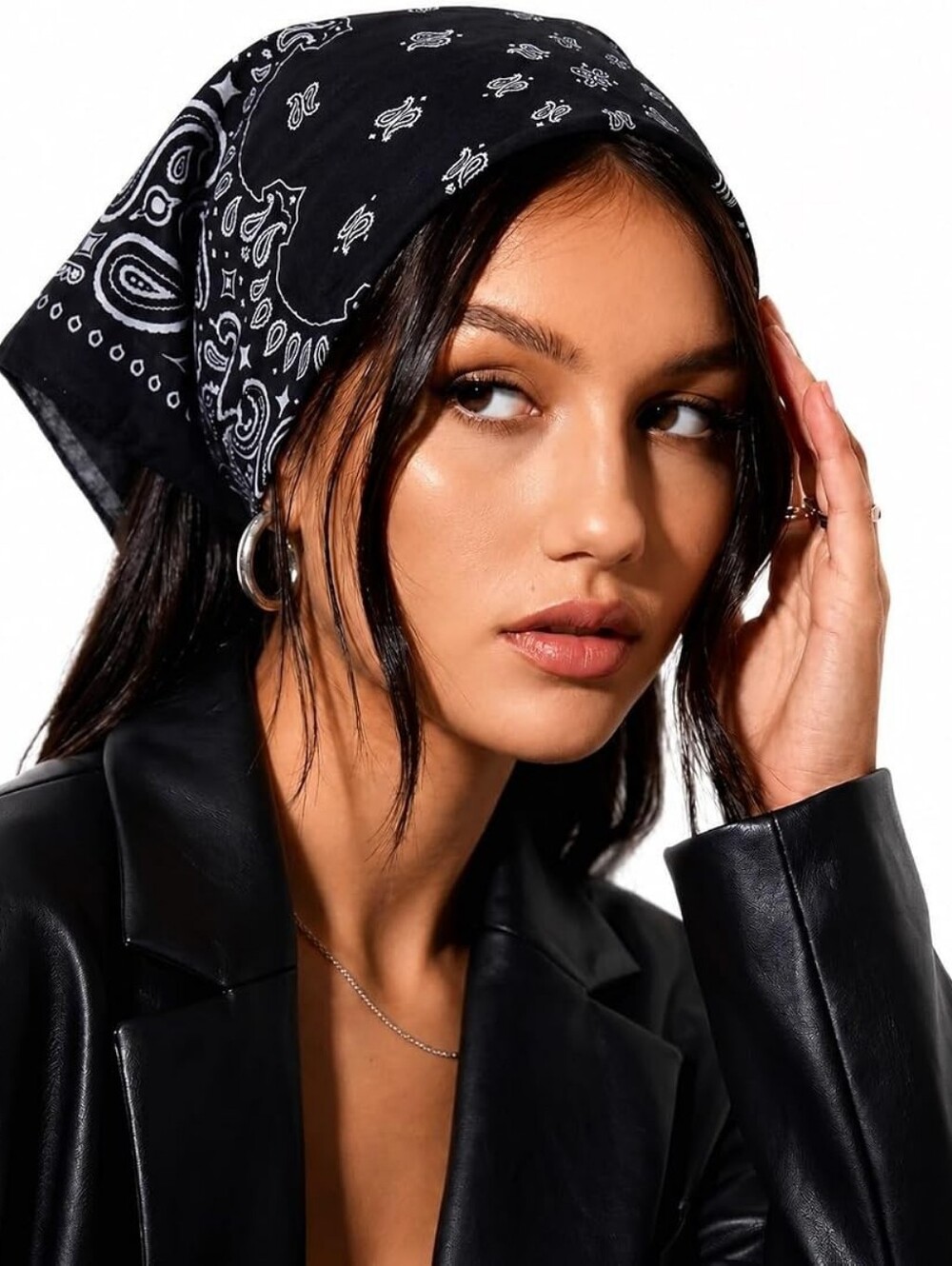 Black Paisley Bandana Headscarf - Women's Accessory